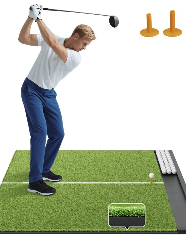 Thảm Tập Golf Swing 1.5x1.2m (5x4ft) Tích Hợp Khay Đựng Bóng & Vạch Kẻ Định Hướng – Cỏ Nhân Tạo Cao Cấp
